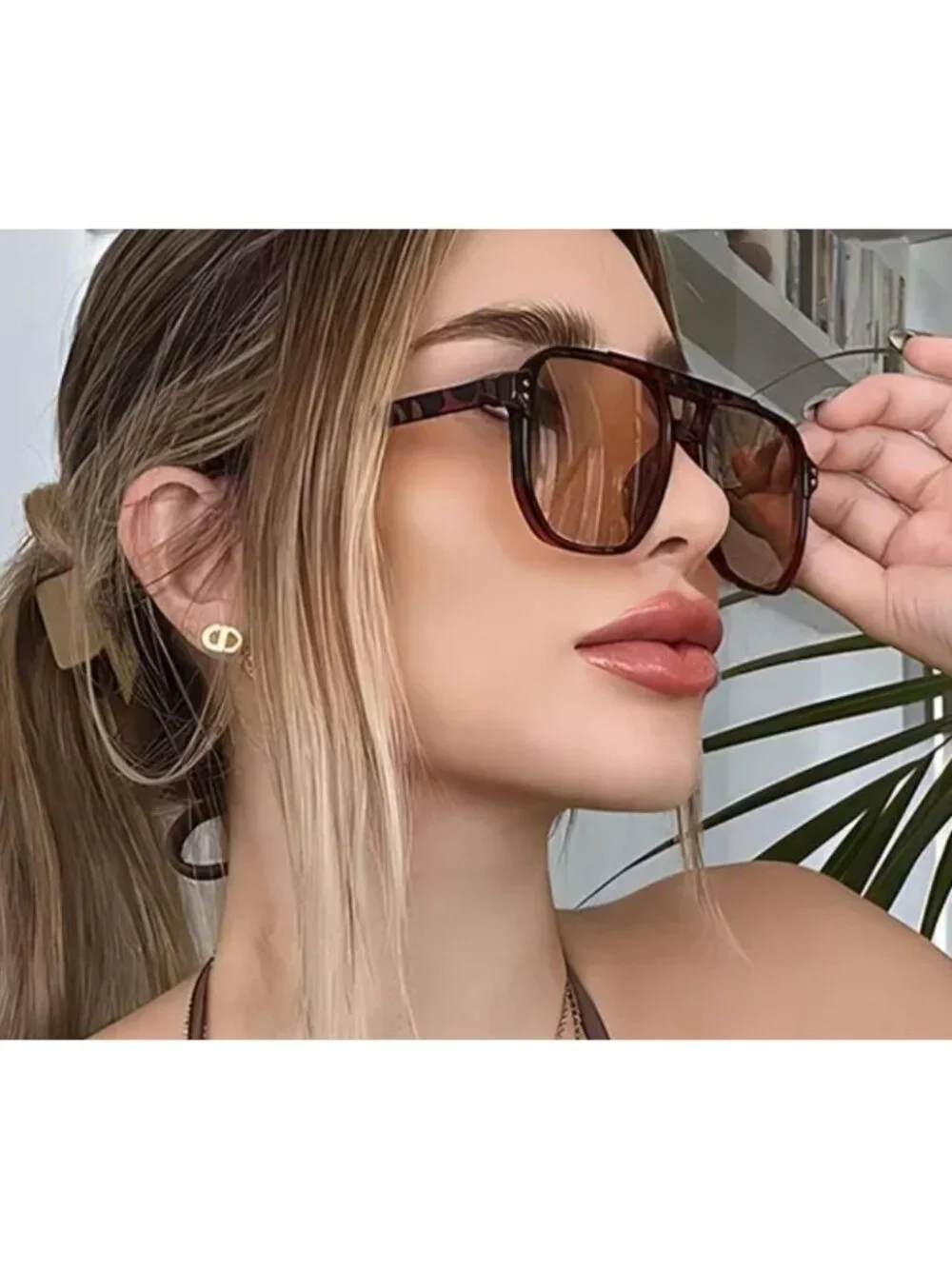 Brown Tortoiseshell Aviator Sunglasses With Brown Gradient Lenses